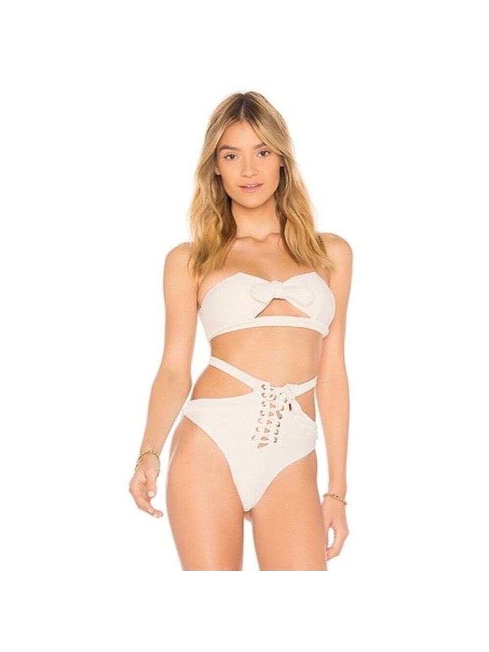 Kopper & Zink Women's Bikini NWT Cream Bardot + Riri Bikini Swim Set Small